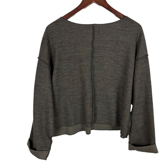 Urban Outfitters Jax Inside Out Notch Neck Top Olive Green Slouchy Boxy Medium - Picture 6 of 6